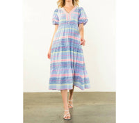 Thml - Neon Pattern Puff Sleeve Midi Dress