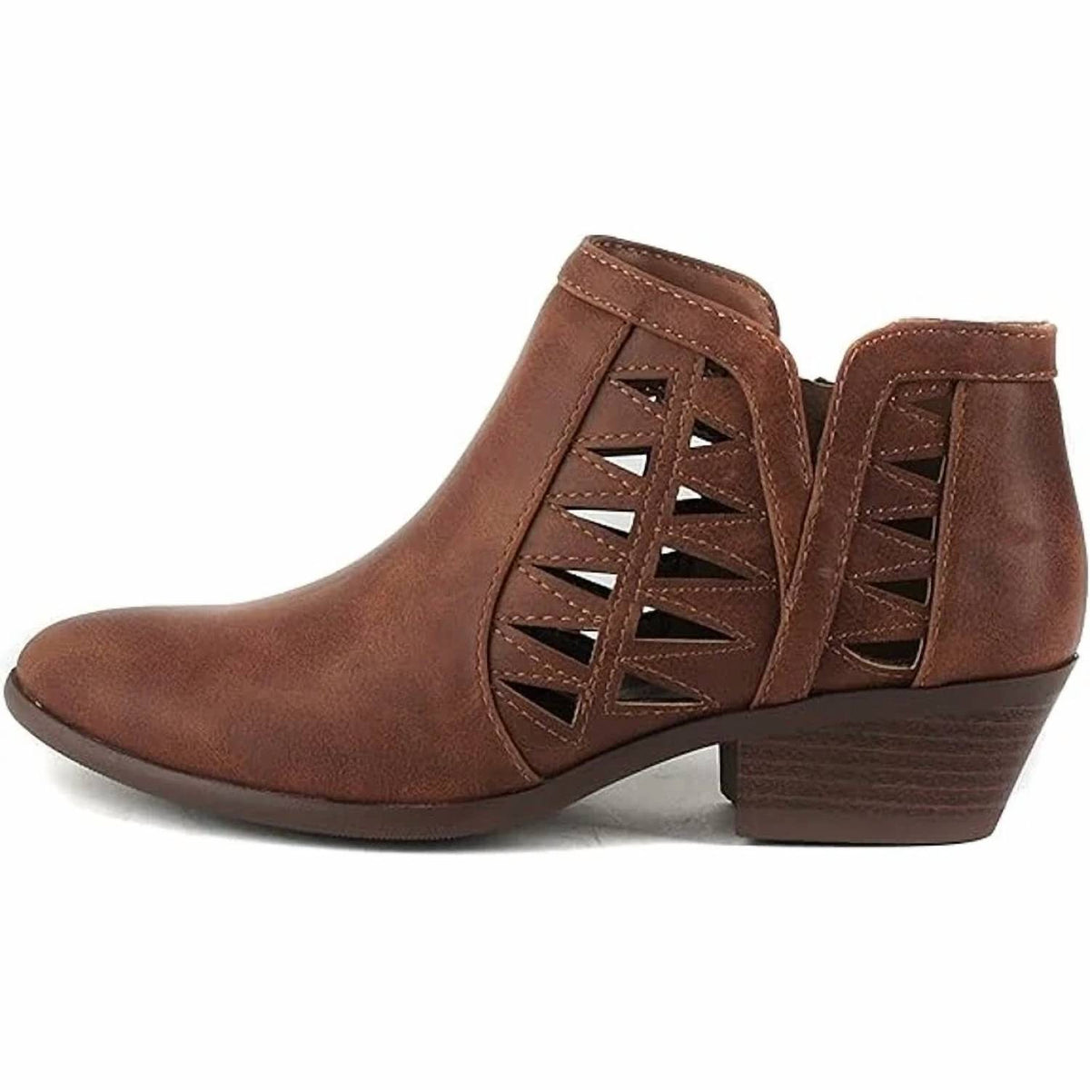Soda - Women's Perforated Cut Out Stacked Booties
