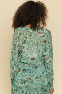 Smocked Bottom Peasant Chiffon Blouse