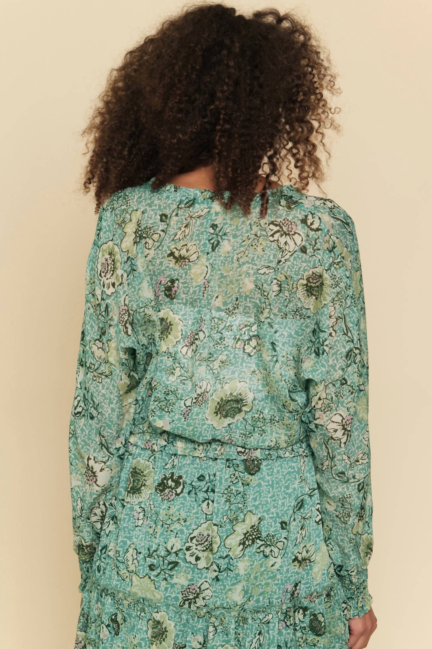 Smocked Bottom Peasant Chiffon Blouse