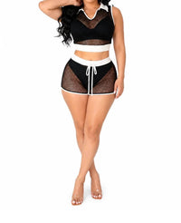 Maypink - Serena Matching Stretch Fish Net Short Set