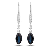 Diana M Jewels Women's Marquise Natural Sapphire Stud Earrings (2.73 Ct) - Signature in 14k white gold - women's jewelry