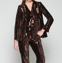 Vilagallo The Heather Velvet Sparkler Blazer in brown - women's jacket