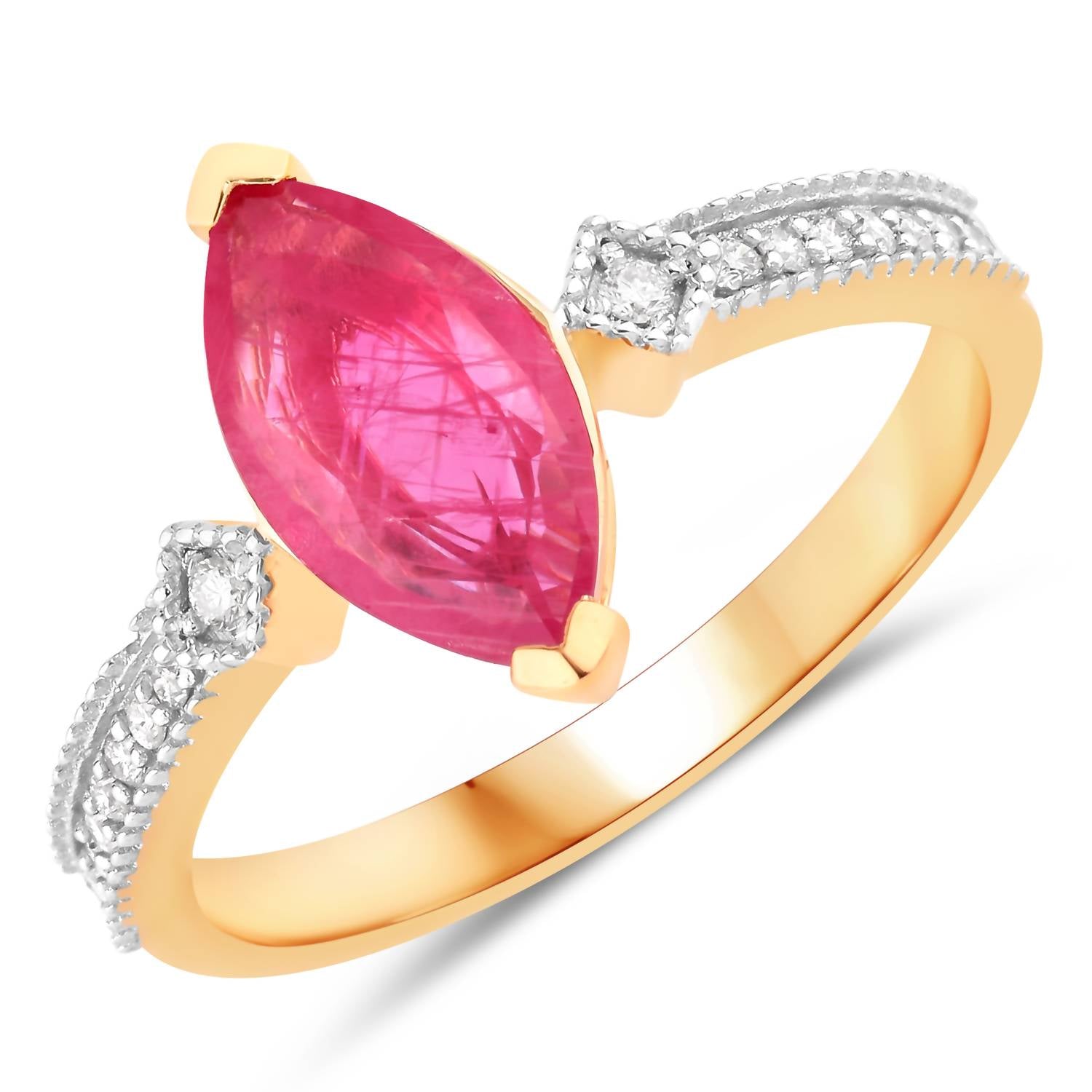 Diana M Jewels Women's Marquise Natural Ruby Fashion Ring (1.01 Ct) - Petite in 14k yellow gold - women's jewelry