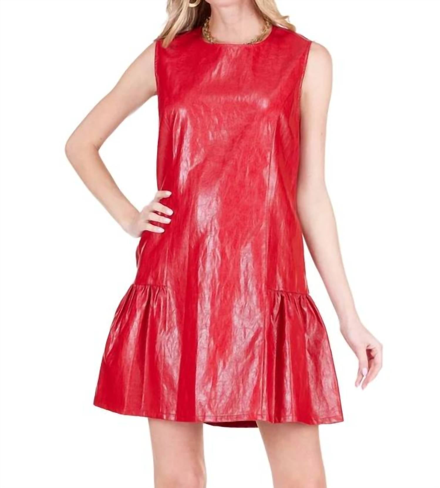 Joy Joy Flounced Hem Vegan Dress in red - women's dress