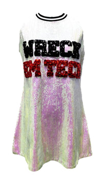 QUEEN OF SPARKLES Full Sequin Wreck 'em Tech Tank Dress in white - women's dress - view 6