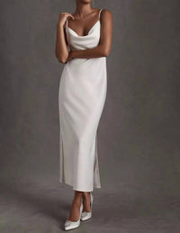 SACHIN & BABI Cali Satin Cowl Neck Midi Dress in ivory - women's dress