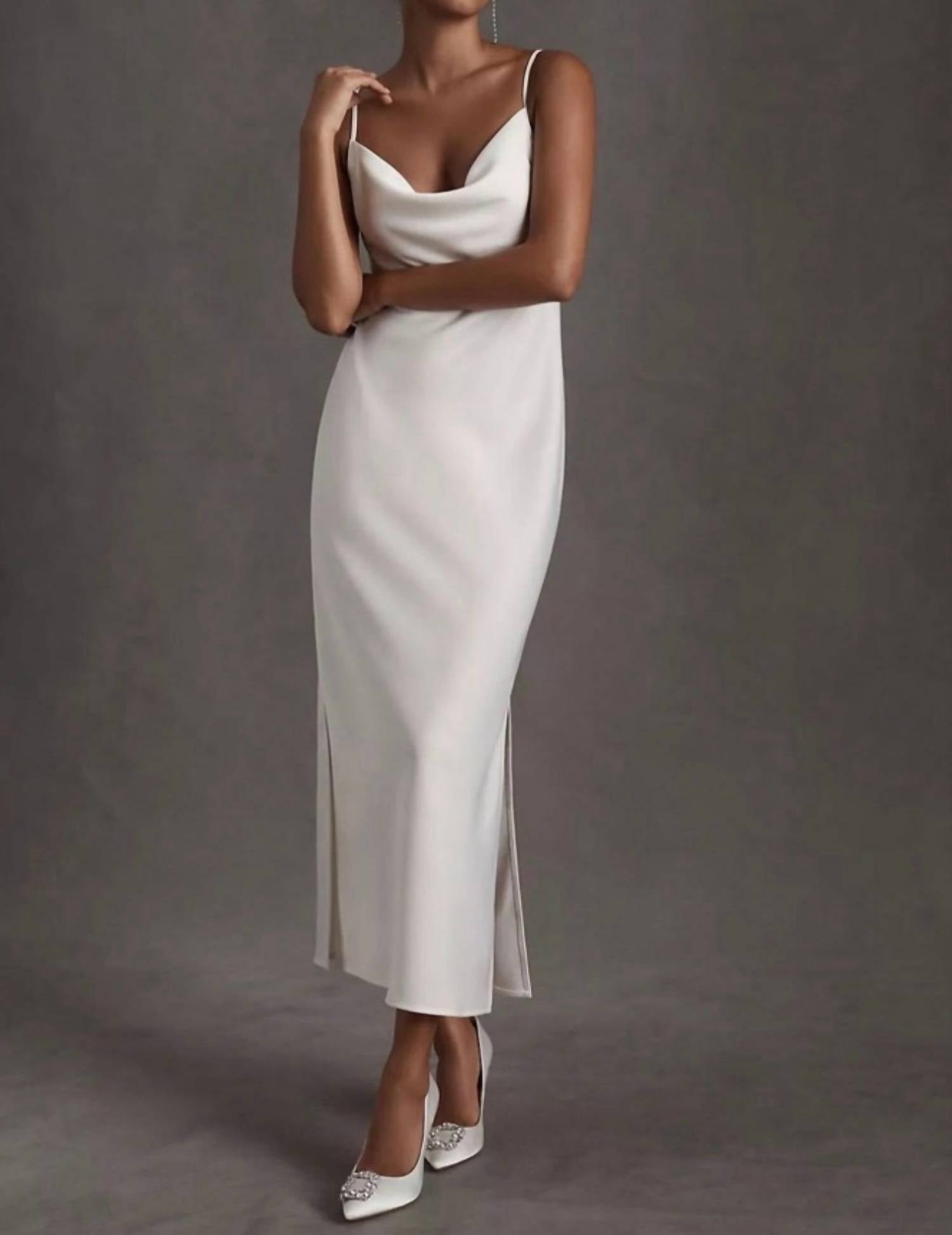 SACHIN & BABI Cali Satin Cowl Neck Midi Dress in ivory - women's dress