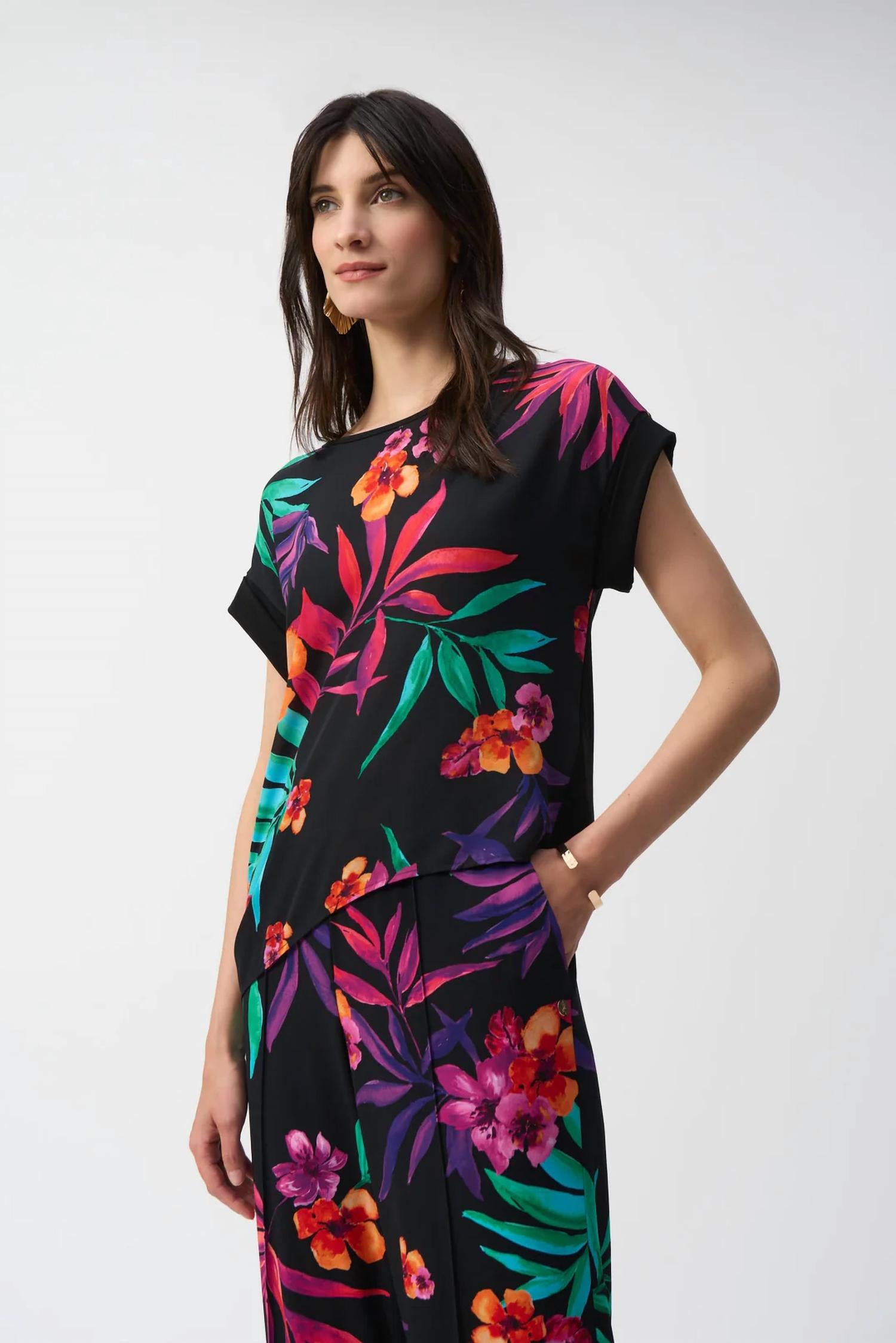 Joseph Ribkoff - Tropical Print Boxy Top