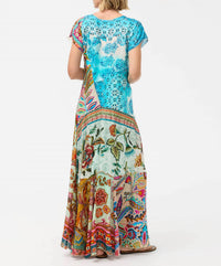 Johnny Was PATCHWORK SLIP DRESS in gillian mix - women's dress - alternate view
