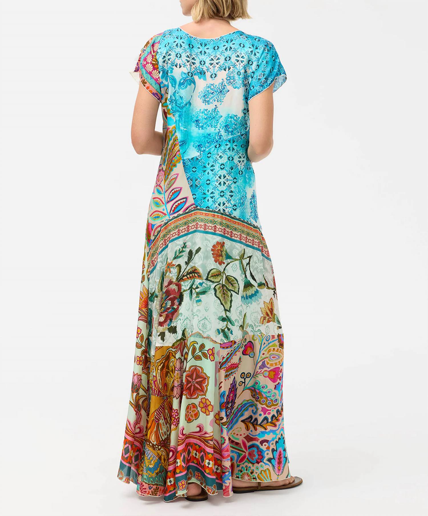 Johnny Was PATCHWORK SLIP DRESS in gillian mix - women's dress - alternate view