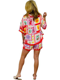 Peach Love - Ricrac Fruit Print Short Set
