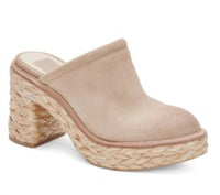 Dolce Vita Women's Camdin Raffia Espadrille Platform Clog in dune suede - women's shoe - detail view
