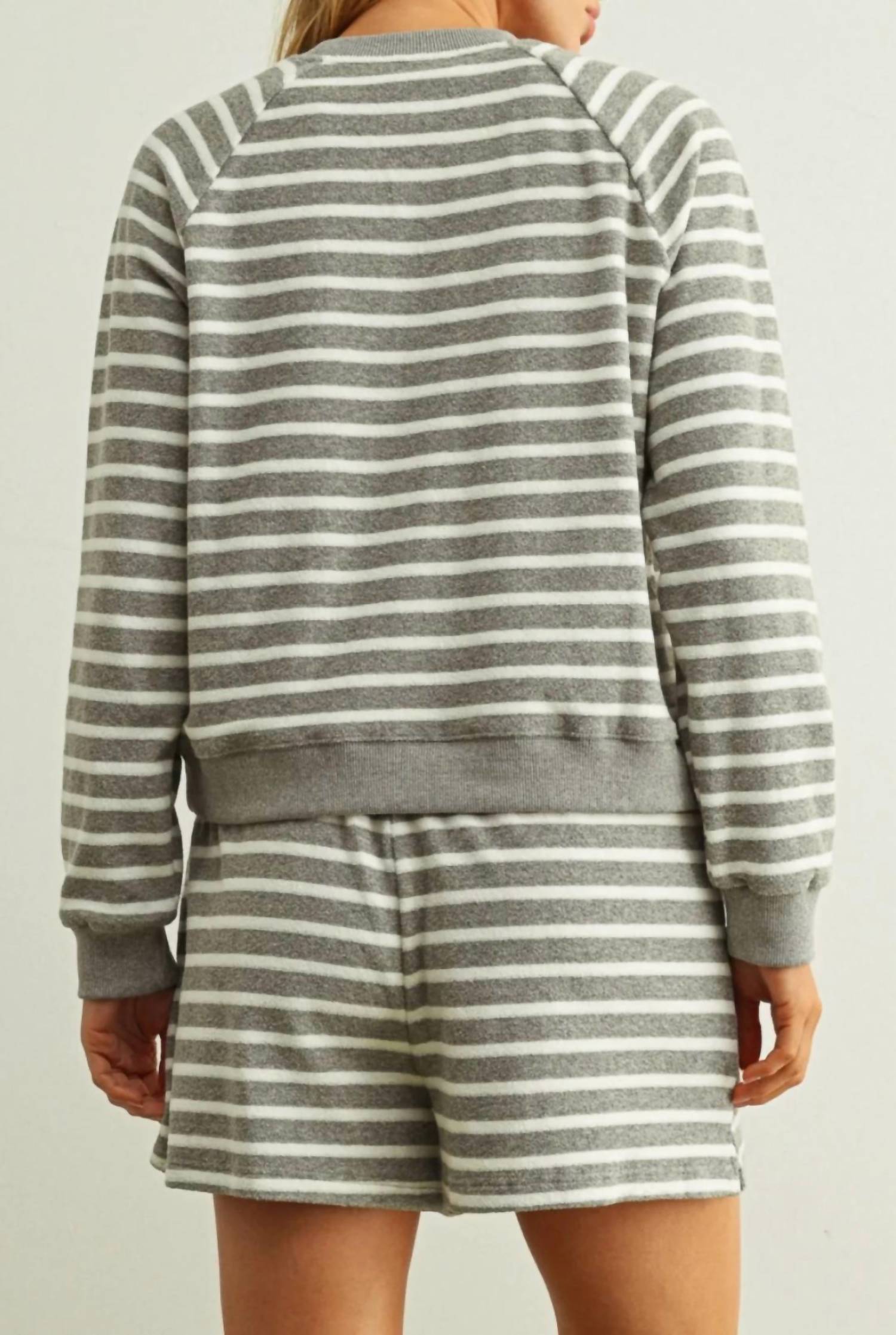 Miou Muse - Striped Terry Top And Shorts Set