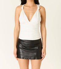 Cotton Candy La - Margaret Ruched Knot Fitted Stretch Tank Top