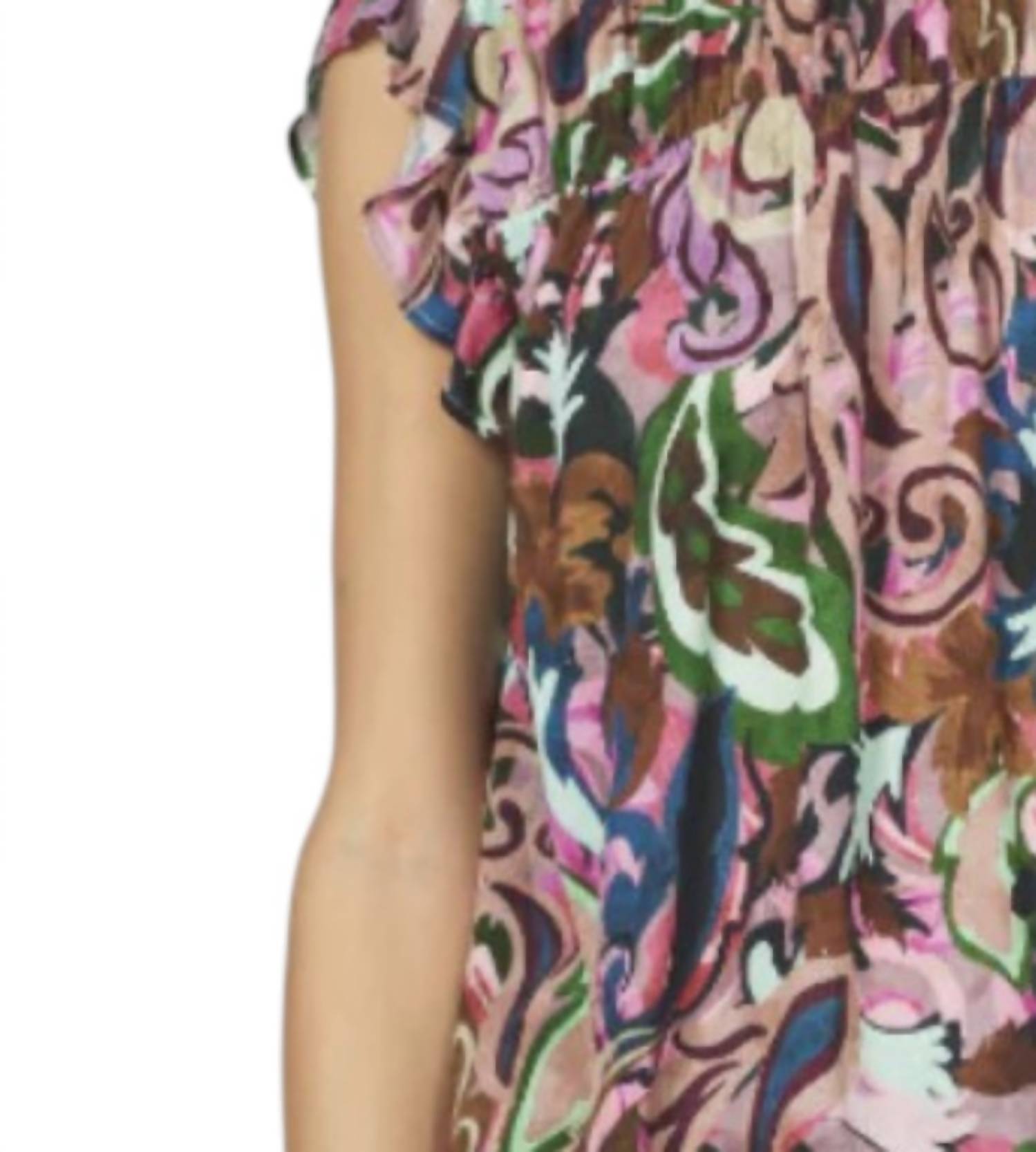 Another Love Camryn Ruffled Top in twilight paisley - women's blouse - detail view