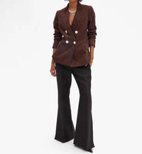 Clare V. Le Blazer in chocolate thin wale corduroy - women's jacket