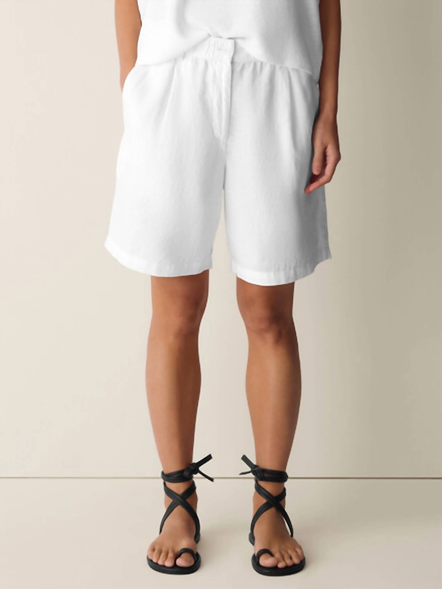 Eileen Fisher - Fly Front Organic Linen Shorts
