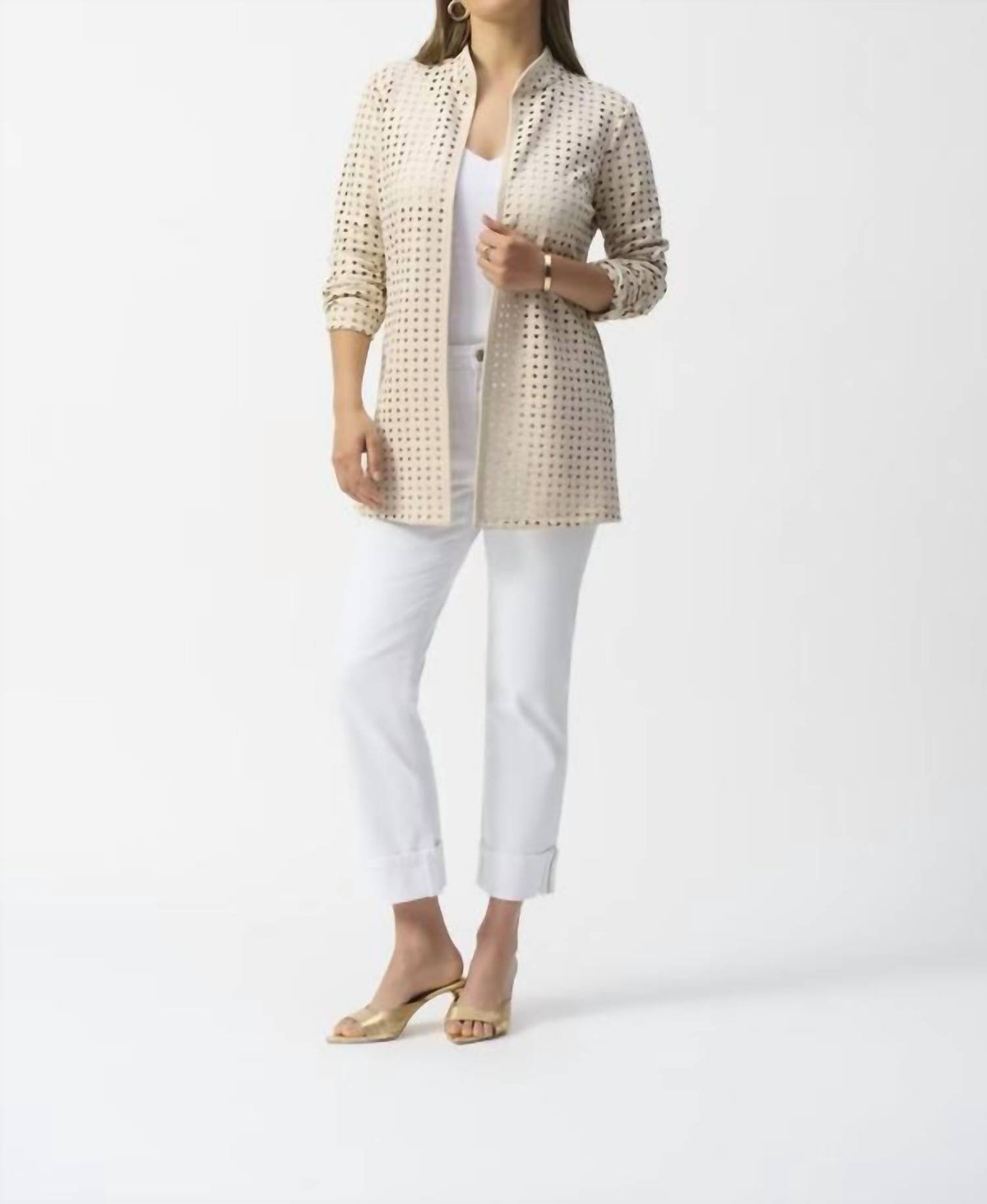 Joseph Ribkoff - Laser Cut Suede Cover Up Jacket