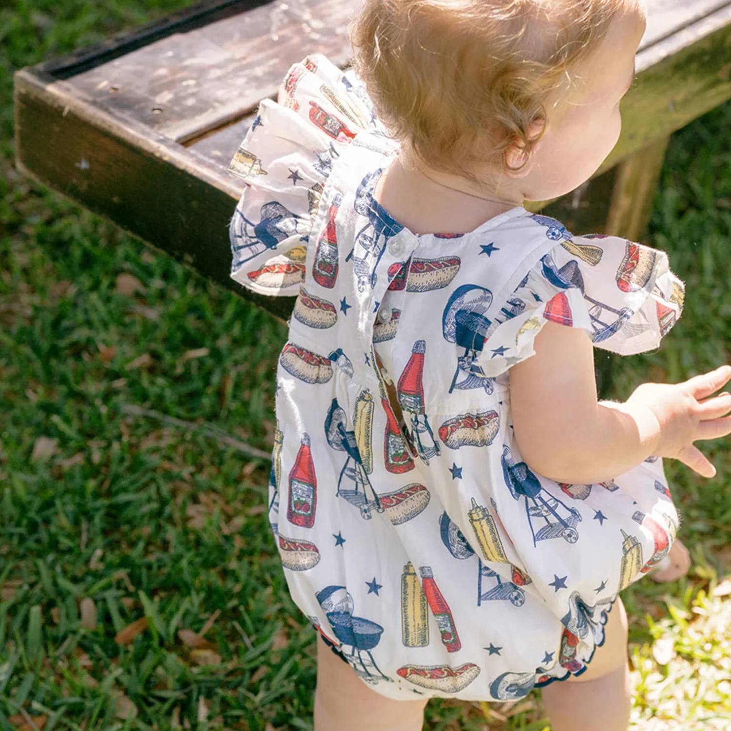 Pink Chicken - Kid's Grilling Out Elsie Bubble Onesies