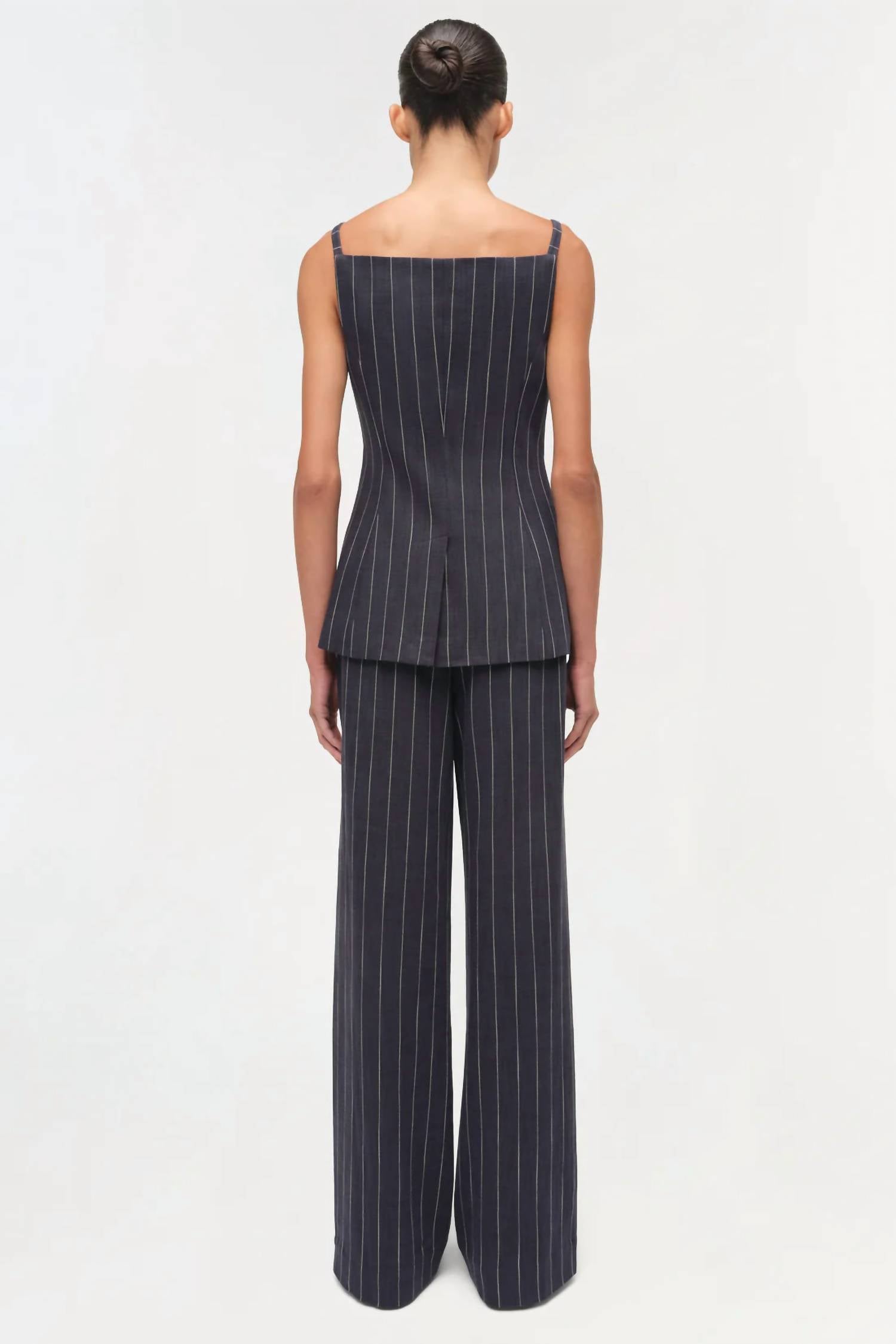SIMKHAI Edie Square Neck Top in midnight stripe - women's shirt - alternate view