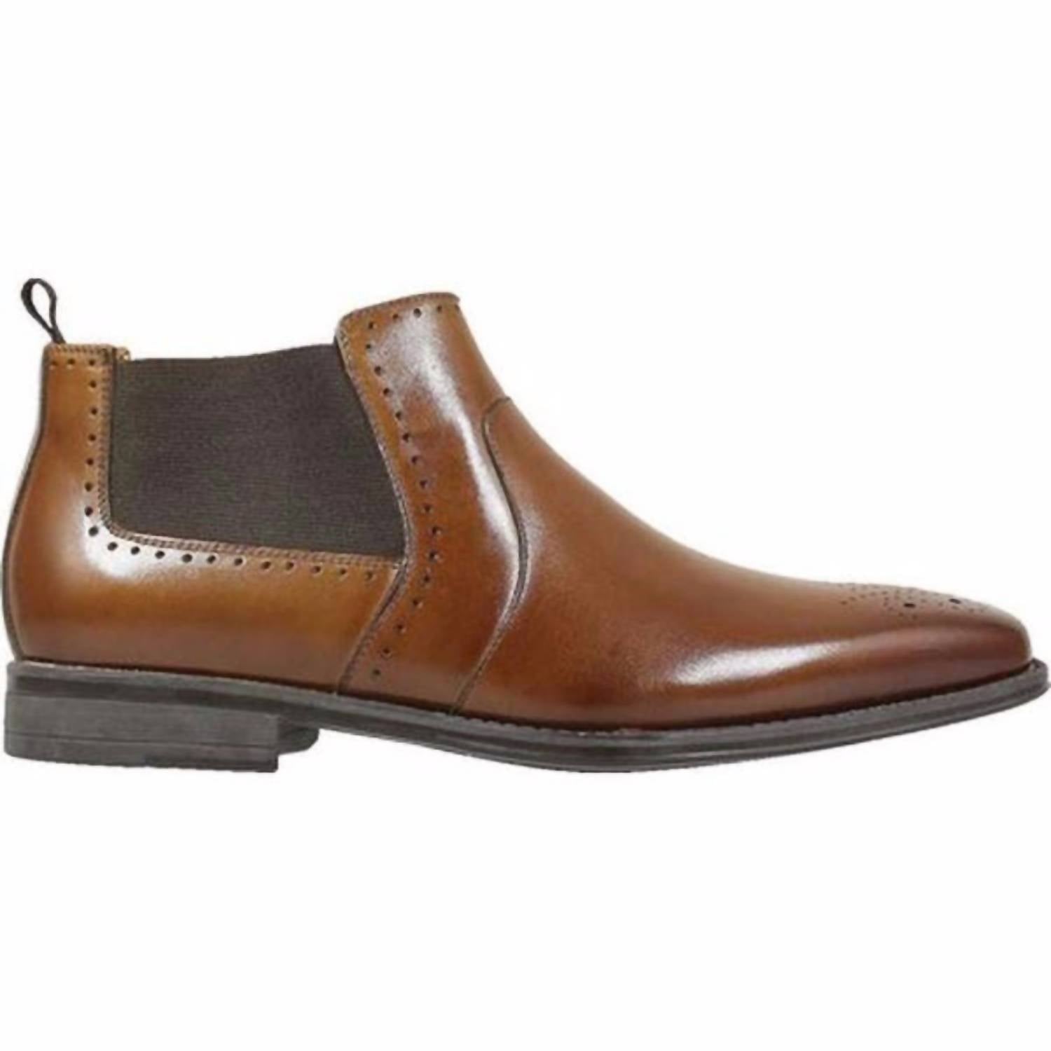STACY ADAMS Men's Perrin Chelsea Mid Boots in congnac - men's boots - detail view