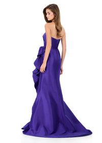 ASHLEYlauren Clean Strapless Voluminous Ruffle Prom Gown in purple - women's dress - alternate view