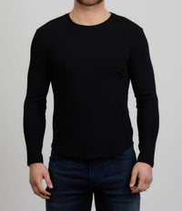 Monfrere Dann Ribbed Long Sleeve Shirt in noir - men's long sleeve top