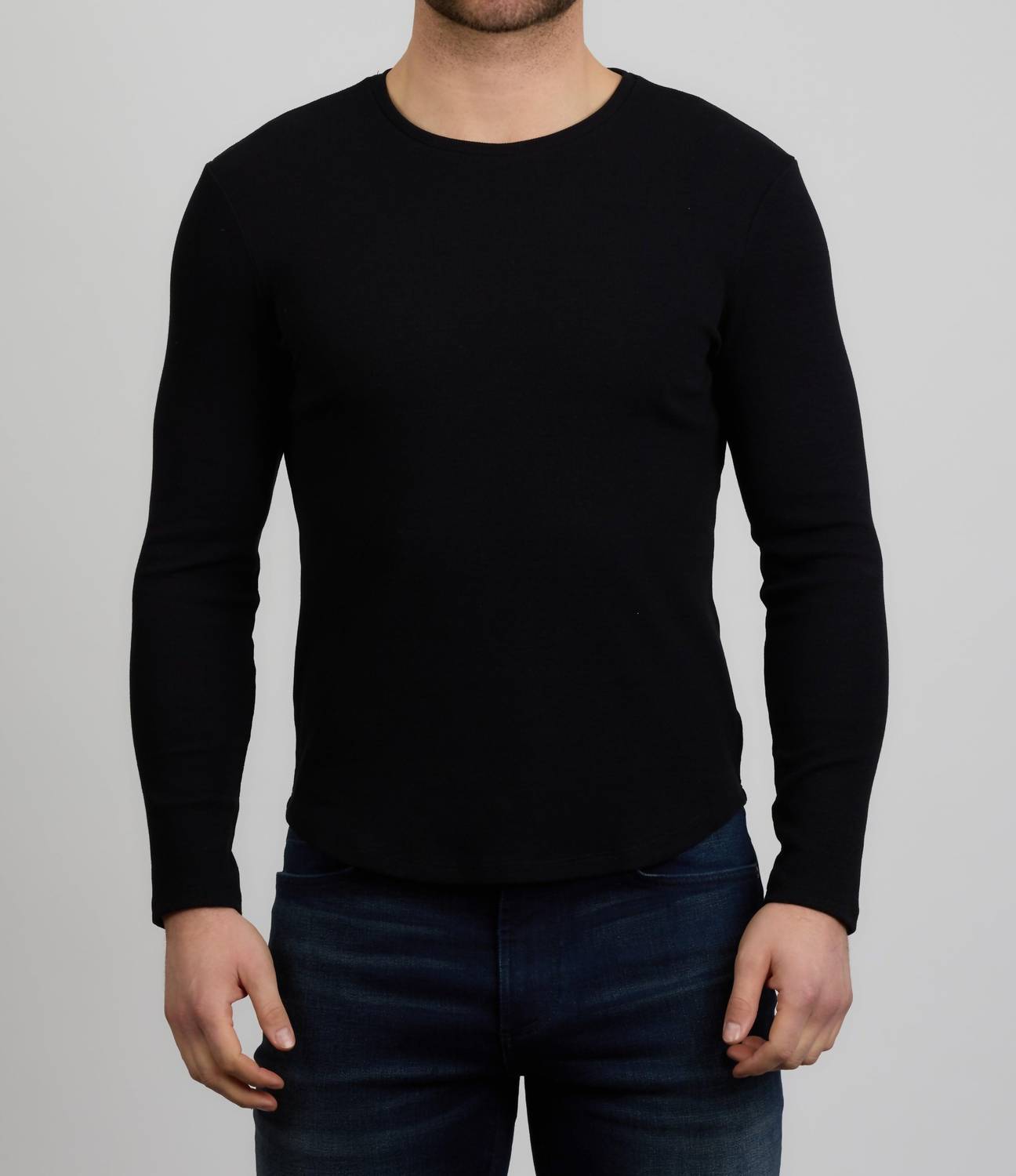 Monfrere Dann Ribbed Long Sleeve Shirt in noir - men's long sleeve top