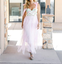 Elings - A-line Long Tulle Midi Skirts