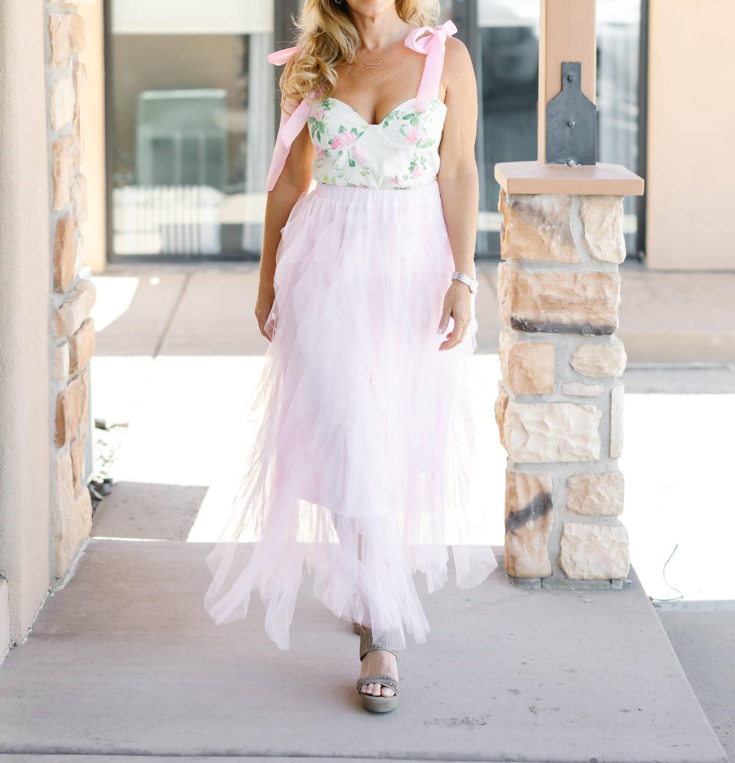 Elings - A-line Long Tulle Midi Skirts