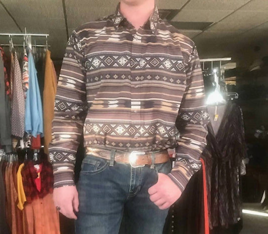 Tin Haul - Men's Horizontal Tribal Long Sleeve Western Shirt