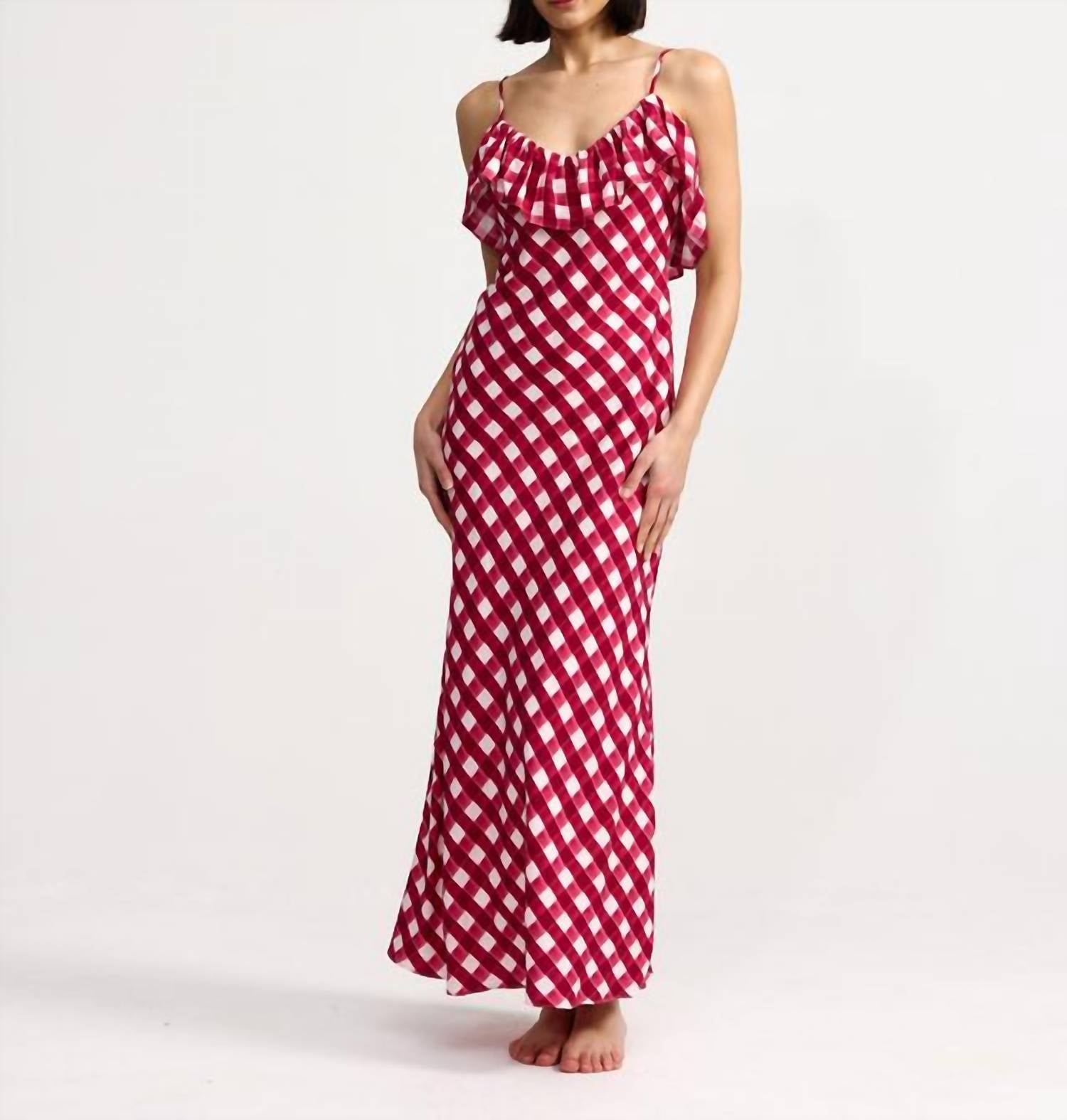 Aston Studio Sylvie Maxi Dress in cherry gingham - women's dress