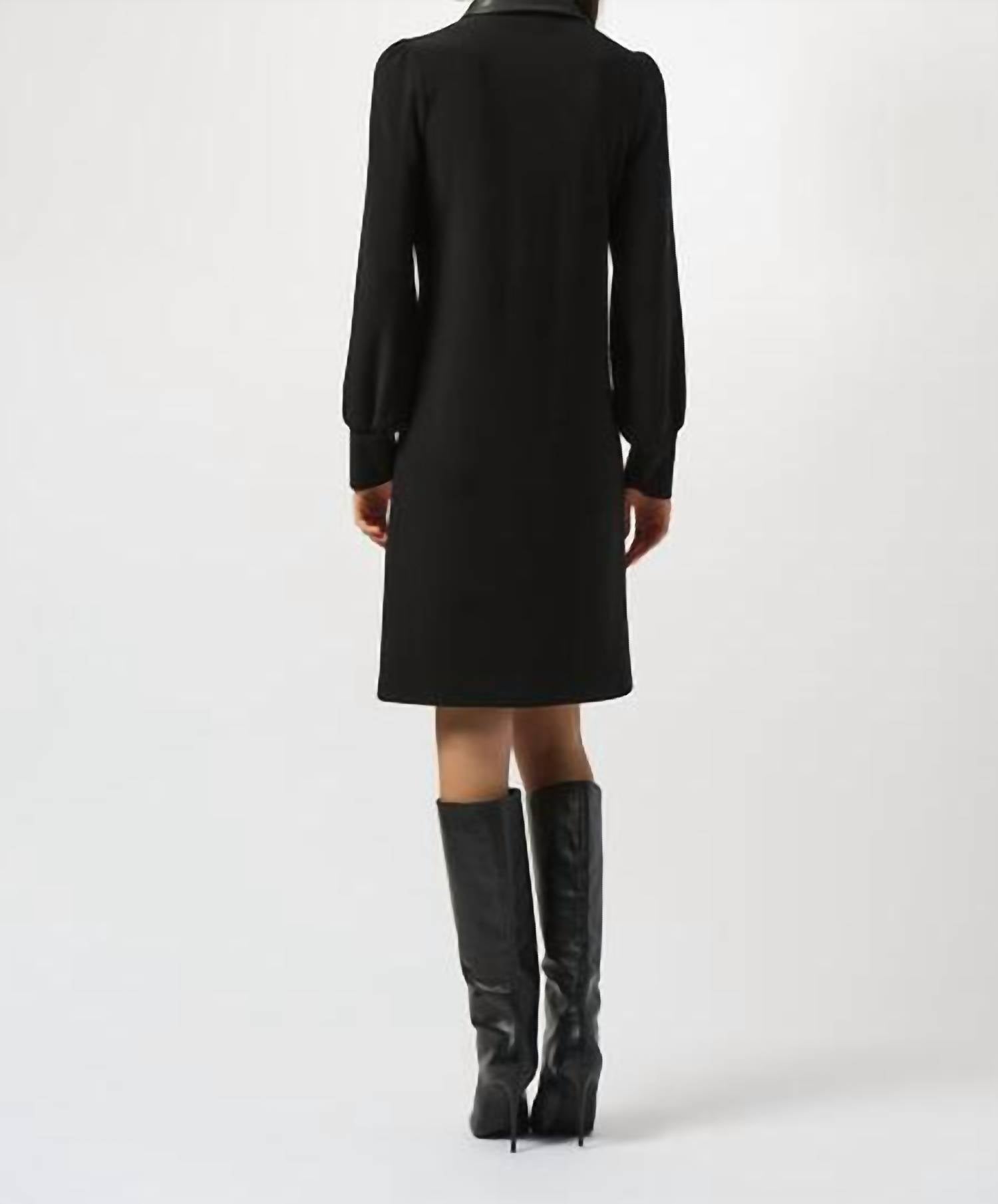 Joseph Ribkoff - Silky Knit & Leatherette Trapeze Dress
