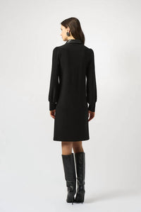 Joseph Ribkoff - Silky Knit & Leatherette Trapeze Dress