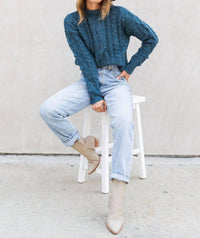 Lovestitch - Cable Knit Mock Neck Cozy Sweater