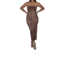 Blue Blush - Animal Print Mesh Mix Midi Tube Dress