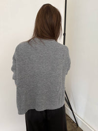 Things Between Priscilla Knit Slouchy Top in grey - women's sweater - alternate view