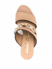 Salvatore Ferragamo Women's Chaim 75mm Suede Wedge Mules in beige khaki - women's sandal - view 239