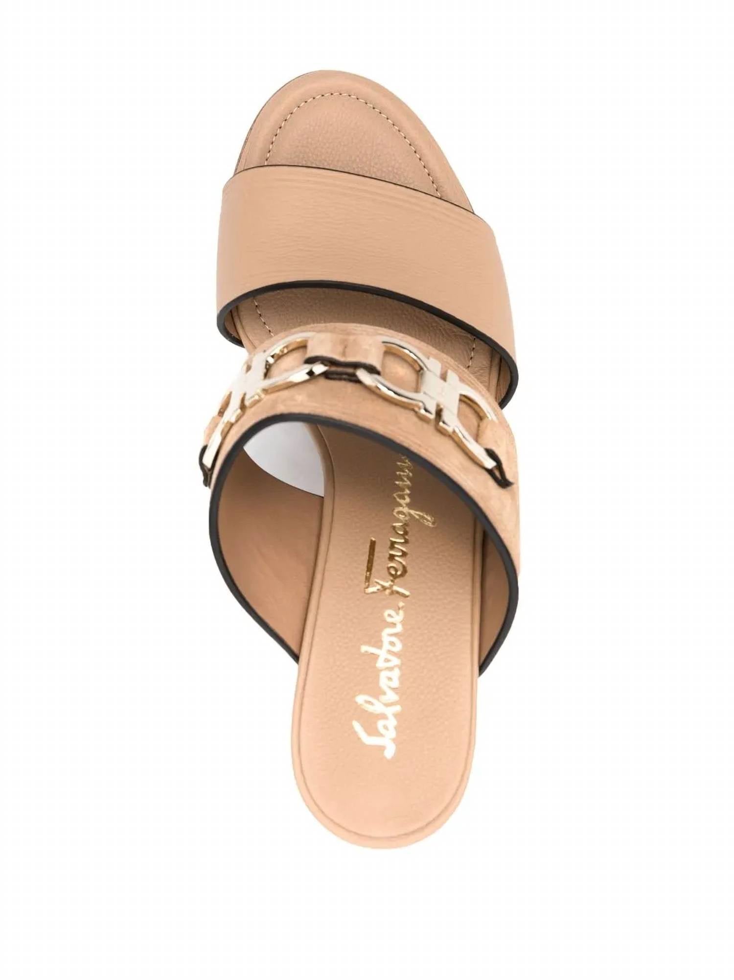 Salvatore Ferragamo Women's Chaim 75mm Suede Wedge Mules in beige khaki - women's sandal - view 239