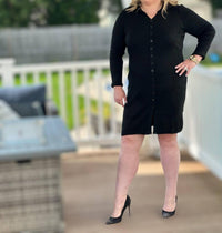 Amelia K. Luxe - Button Down V-neck Midi Dress