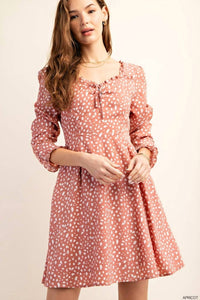 Kori - Sweetest Back Smocked Long Sleeves Back Tied Dress