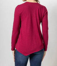 Lilla P - Long Sleeve Asymmetrical Hem V-neck Top