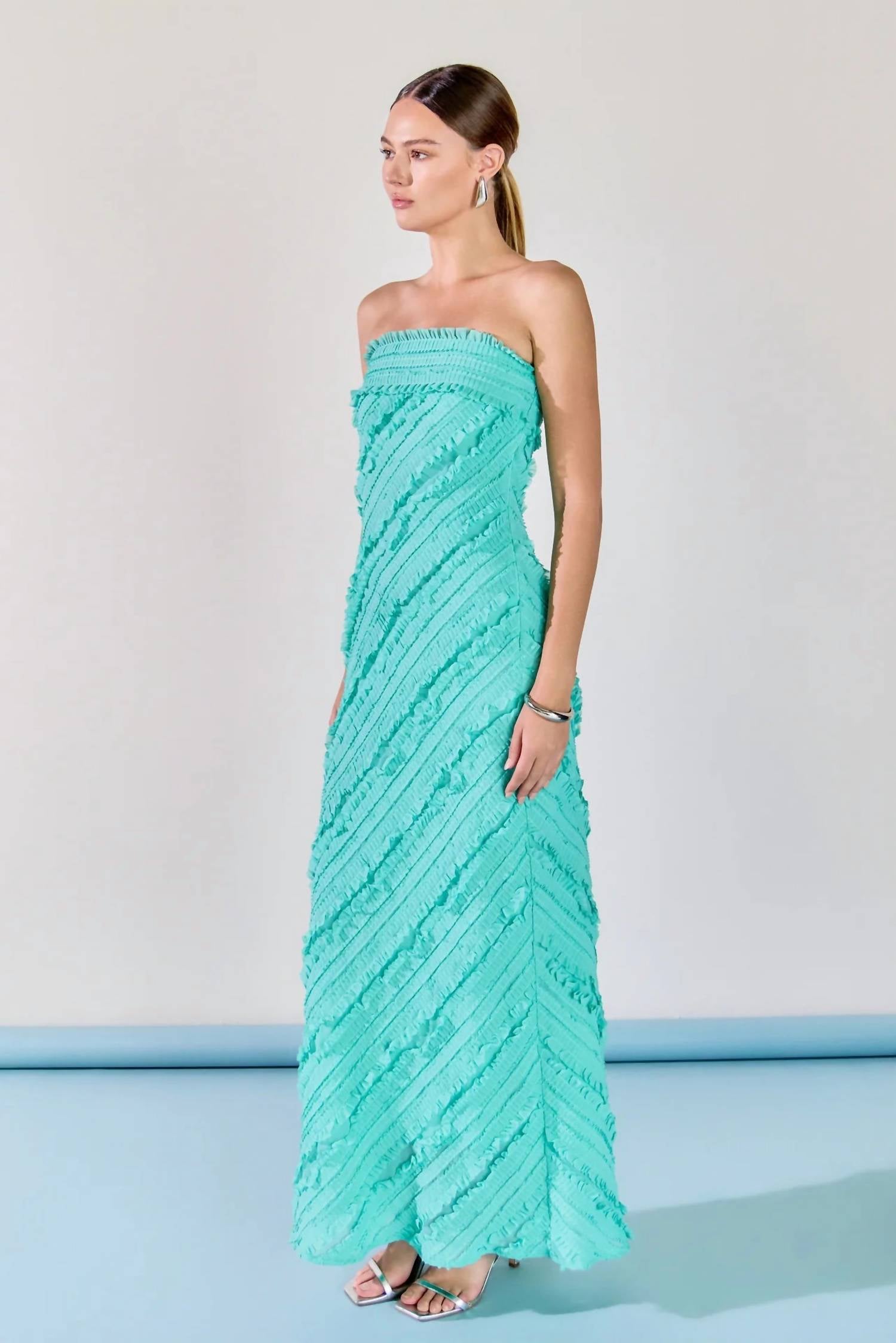 Endless Rose - Juliette Strapless Ruffled Maxi Dress