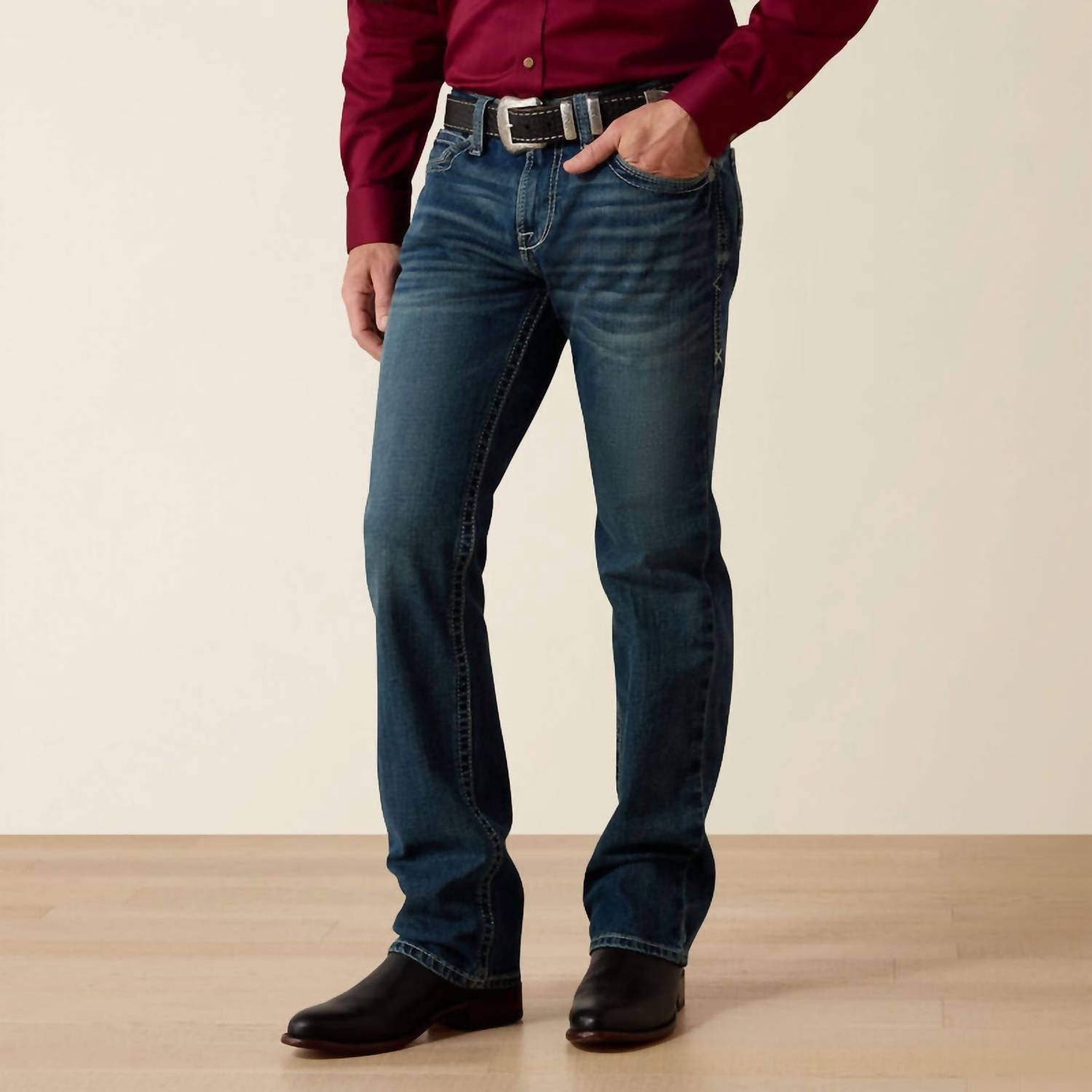 ARIAT M7 Rocker Stretch Coltrane Stackable Straight Leg Jeans in silverton - men's jeans - alternate view