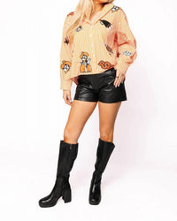 Queen Of Sparkles - Oklahoma State Mini Icon Striped Button Down