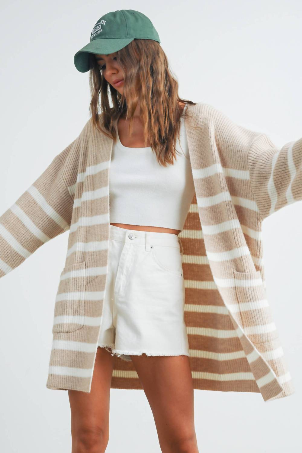Buttermelon - Knitted Stripe Maxi Cardigan