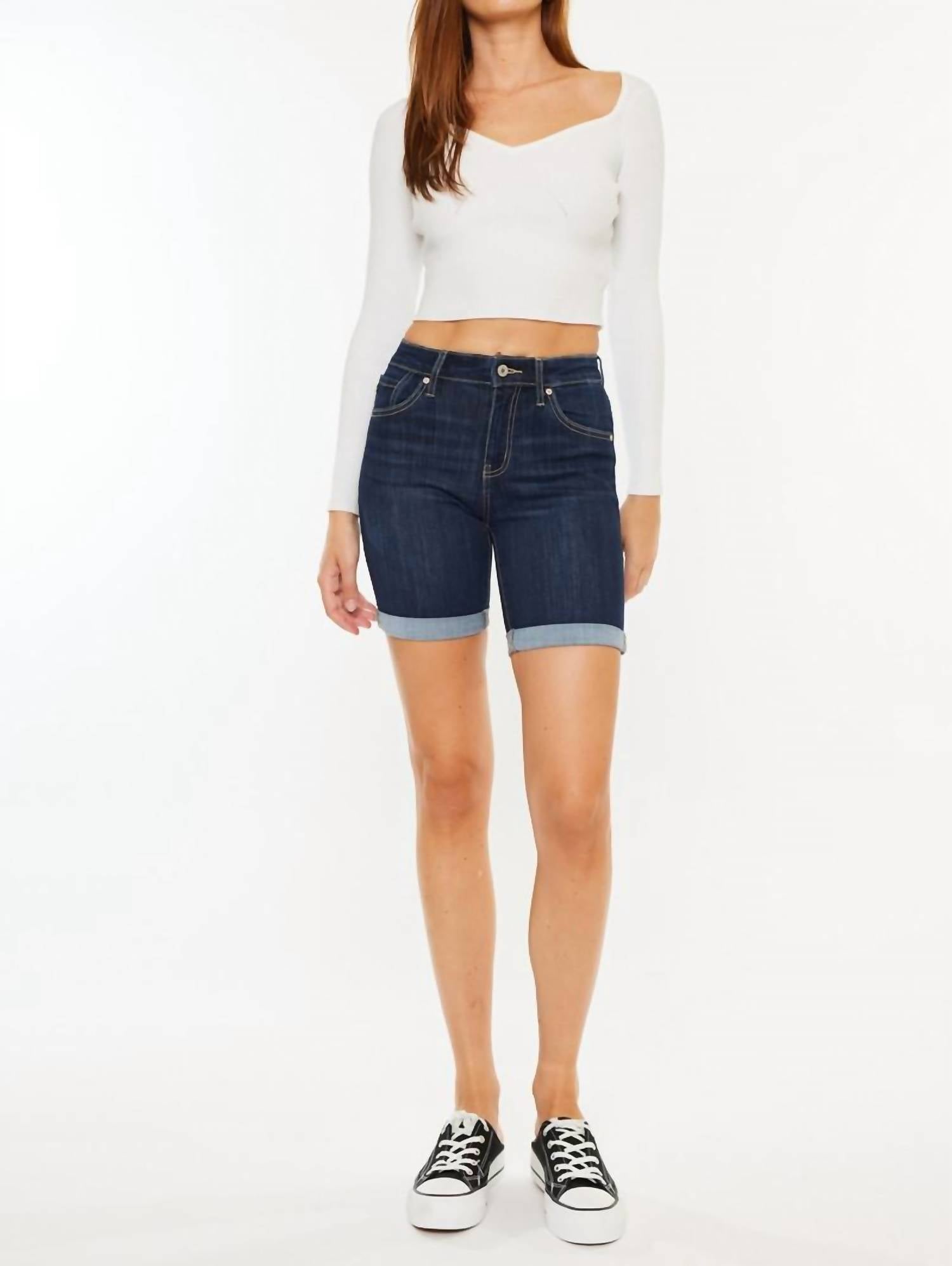 Kancan - Mid Rise Hem Detail Shorts