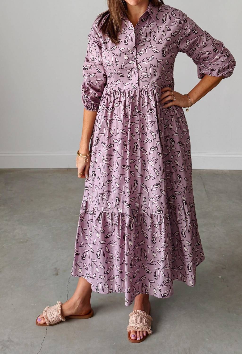 Aureum - Presley Pintuck Midi Shirt Dress