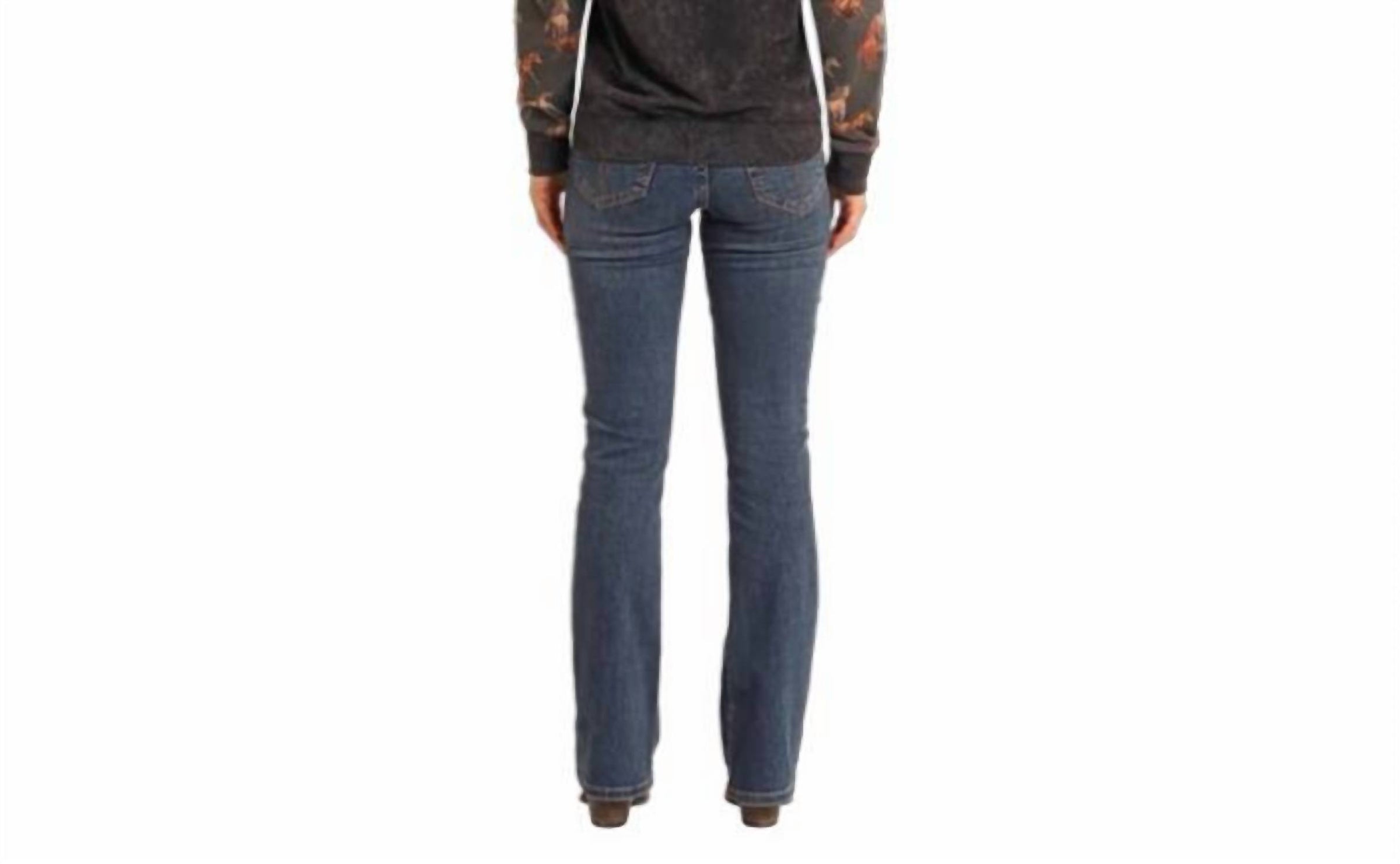 Rock & Roll Denim Contrast Sleeves Western Hoodie in black - women's top - detail view